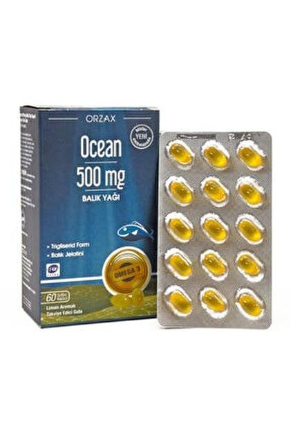 روغن ماهی خالص امگا 3 - 500 میلی گرم 60 کپسول - با طعم لیمو برند Ocean(اقیانوس) در دسته کلاژن