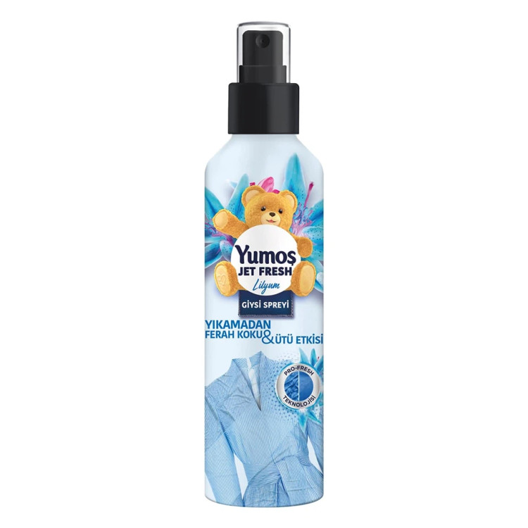 اسپری ضد چروک و خوشبو کننده لباس یوموش رایحه لیلیوم Yumos JET FRESH GİYSİ SPREYİ Lilyum حجم 200 میلی لیتر